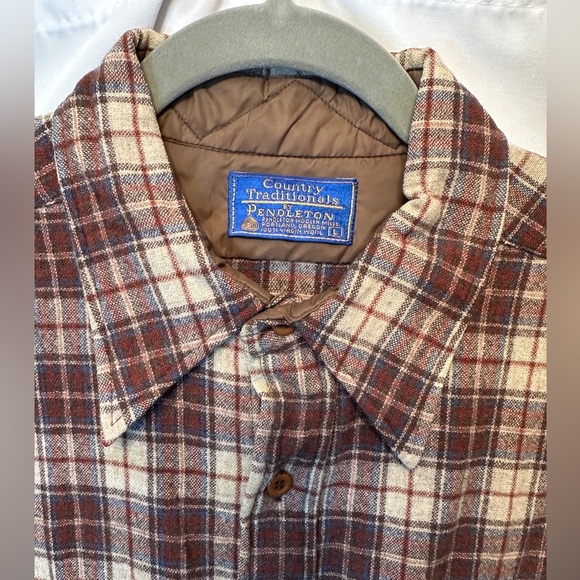 Vintage Pendleton Size Large Plaid Brown 100% Virgin Wool USA Made Mens Shirt - Picture 2 of 10